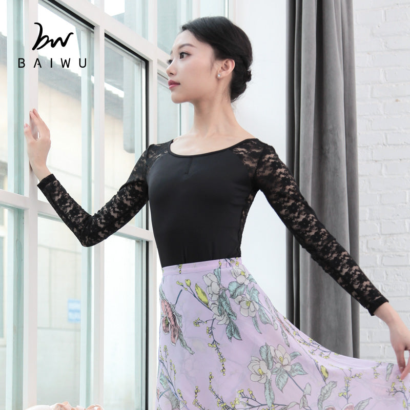 Lace Long Sleeve Ballet Leotard