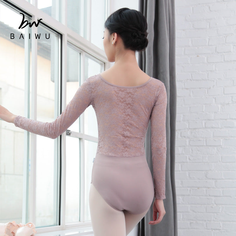 Lace Long Sleeve Ballet Leotard