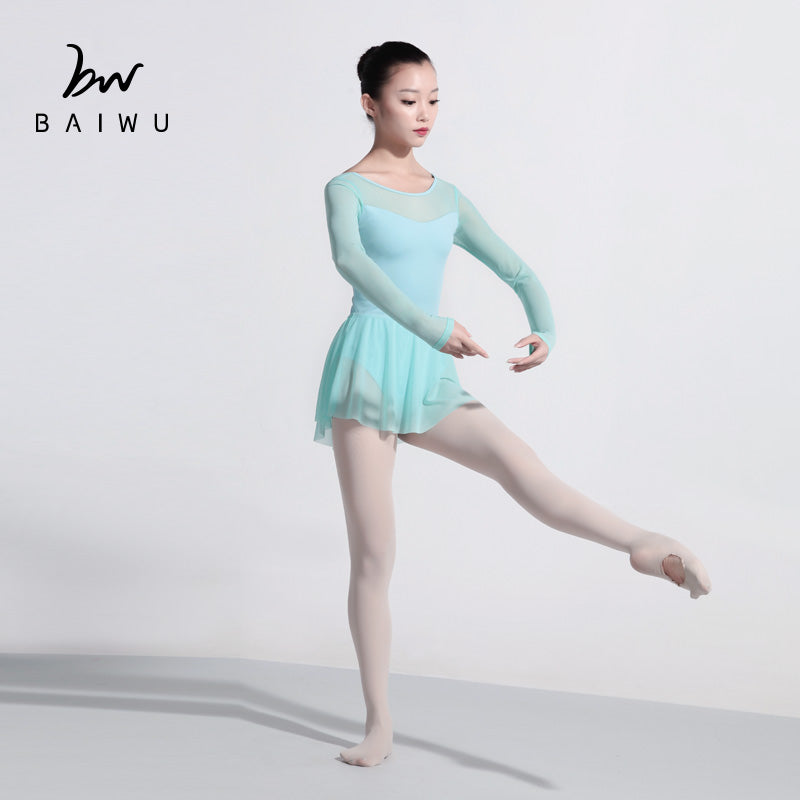 Mesh Long Sleeve Ballet Leotard