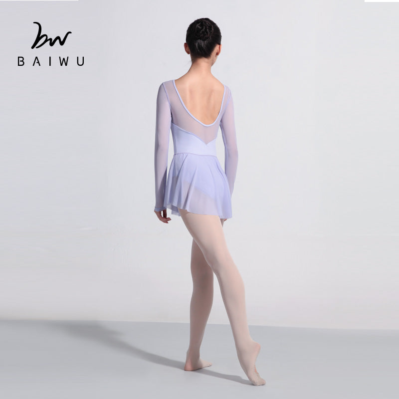 Mesh Long Sleeve Ballet Leotard